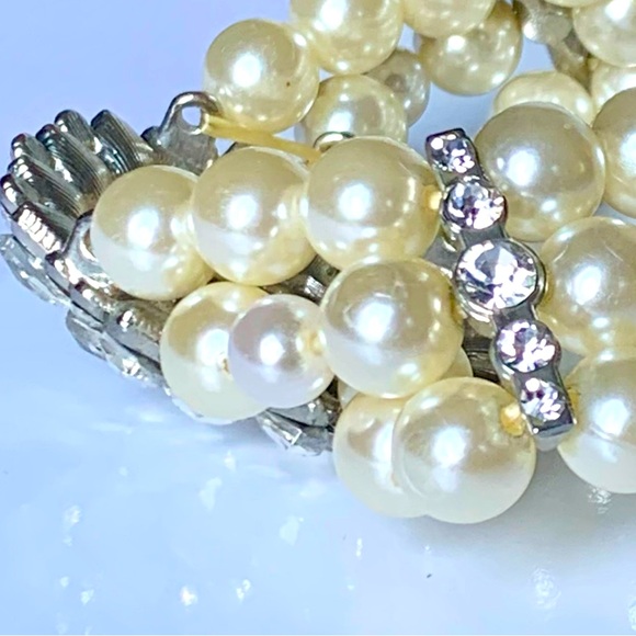 🐝 Bundle🐝 NWOT 2 Faux Pearl & Rhinestone Stretch & Wrap Bracelets - Picture 5 of 13